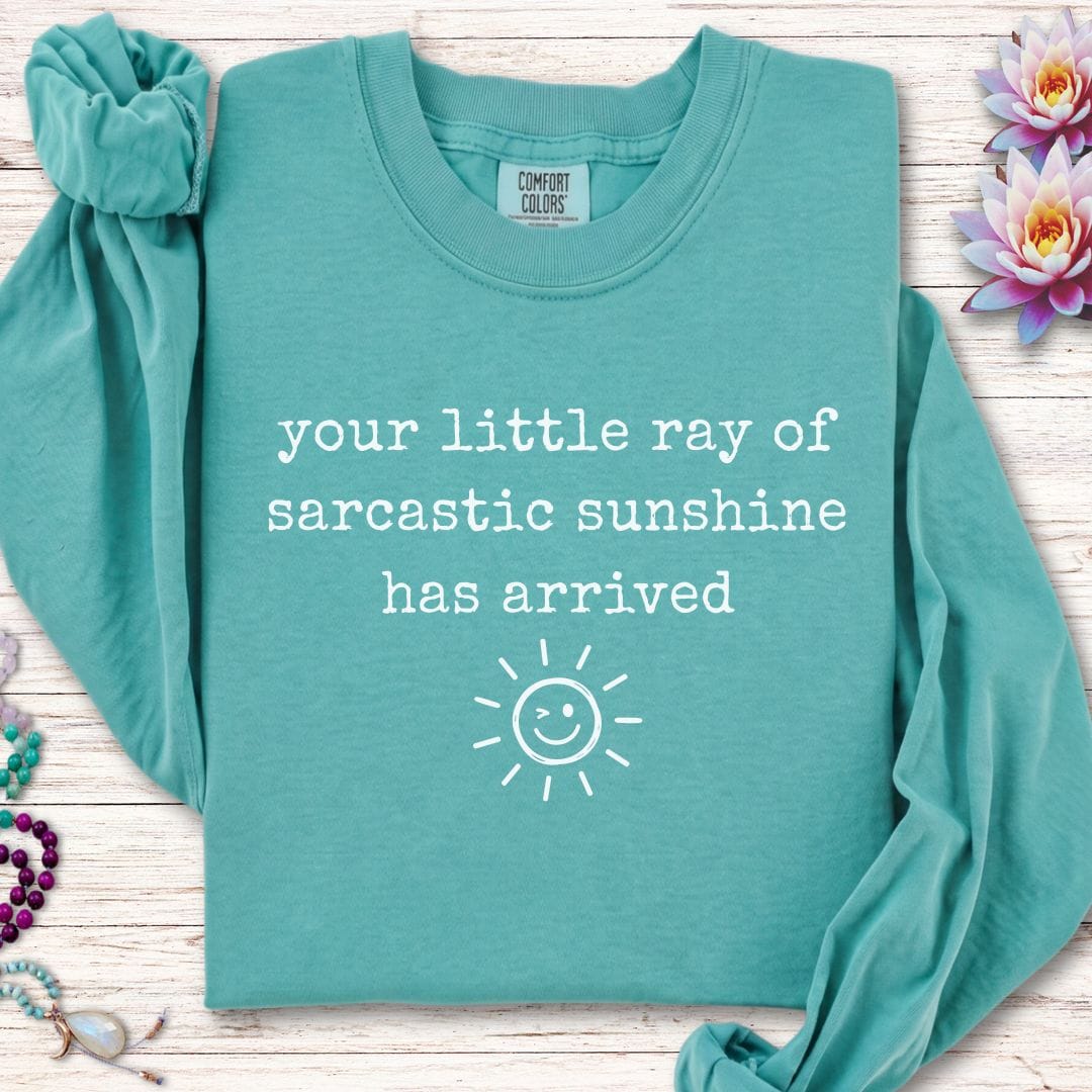 Printify Long-sleeve Sarcastic Sunshine Long Sleeve Tee Seafoam / S