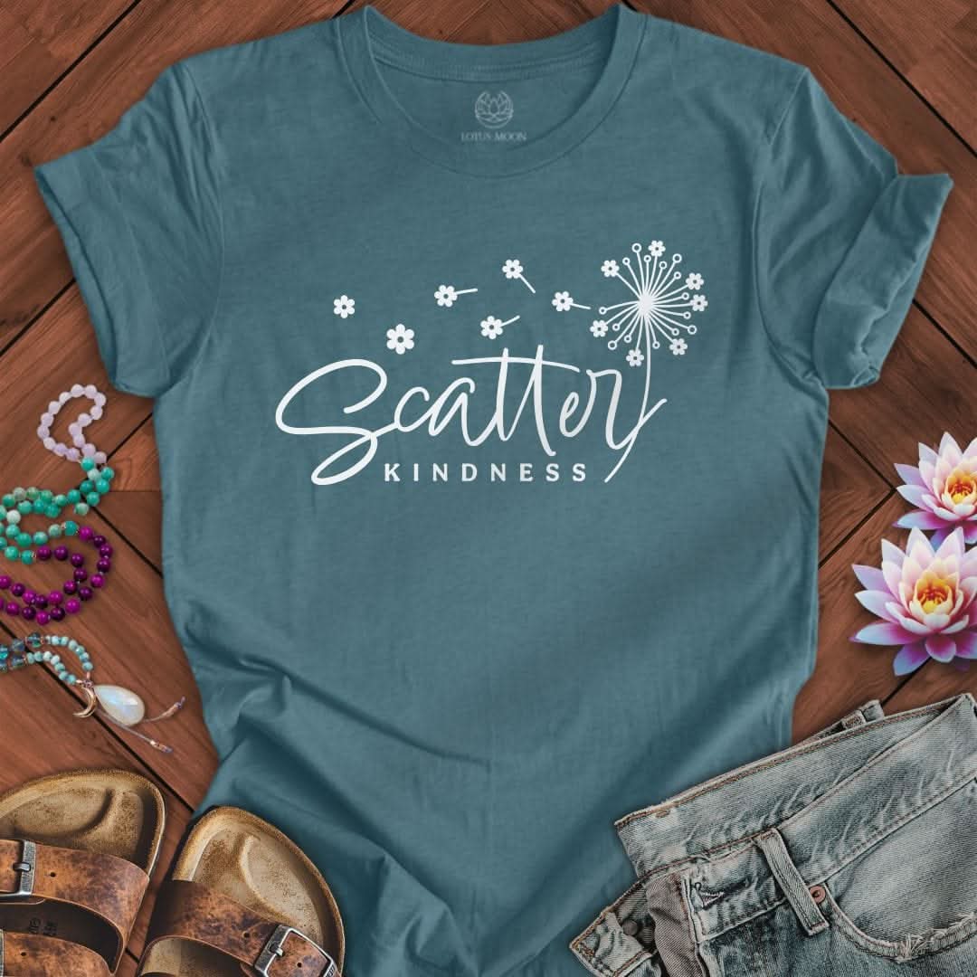 Scatter Kindness Tee Heather Deep Teal