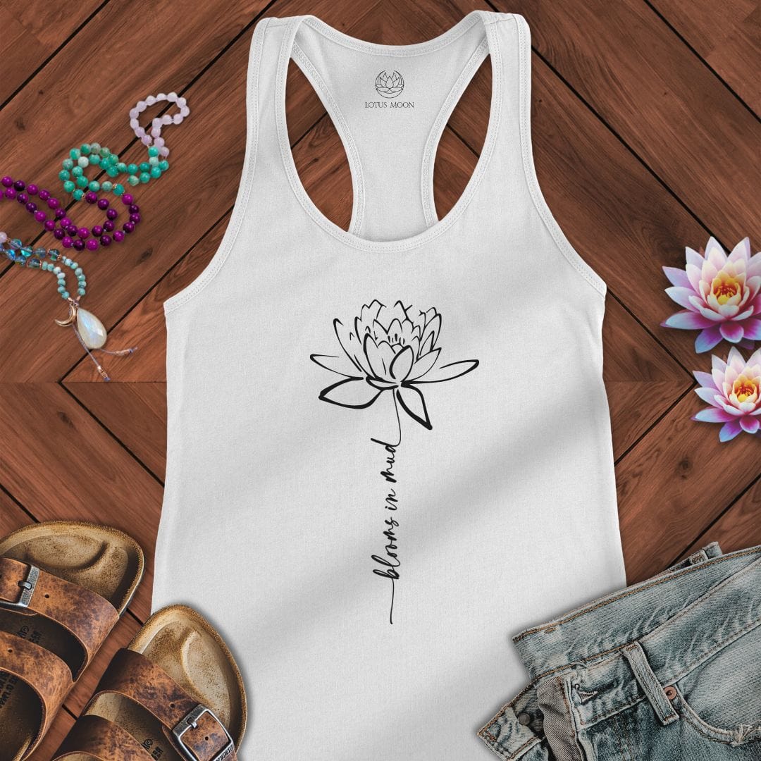 Script Stem Lotus Tank Solid White