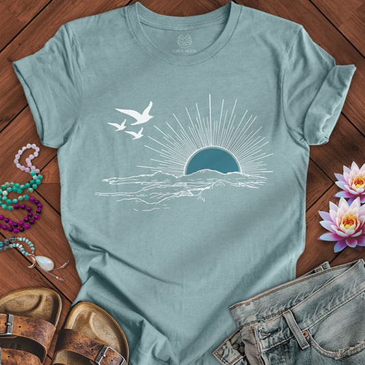 Seabird Sunset Tee Heather Blue Lagoon