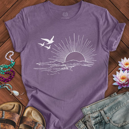 Printify T-Shirt Seabird Sunset Tee Heather Purple / S