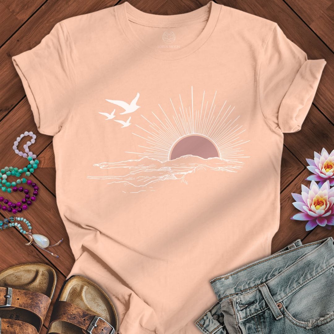 Printify T-Shirt Seabird Sunset Tee Peach / S