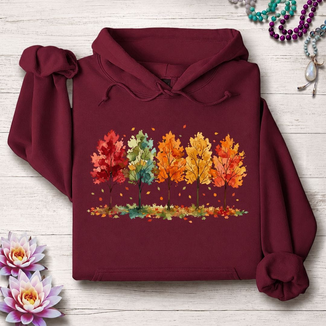 Printify Hoodie Season Of Change Hoodie Maroon / S