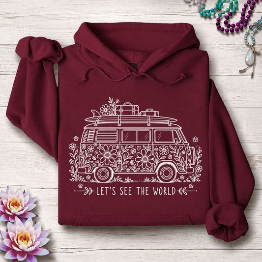 See The World Hoodie Maroon