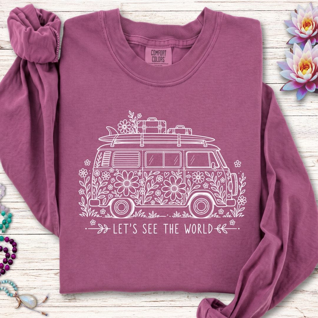 See The World Long Sleeve Tee Berry