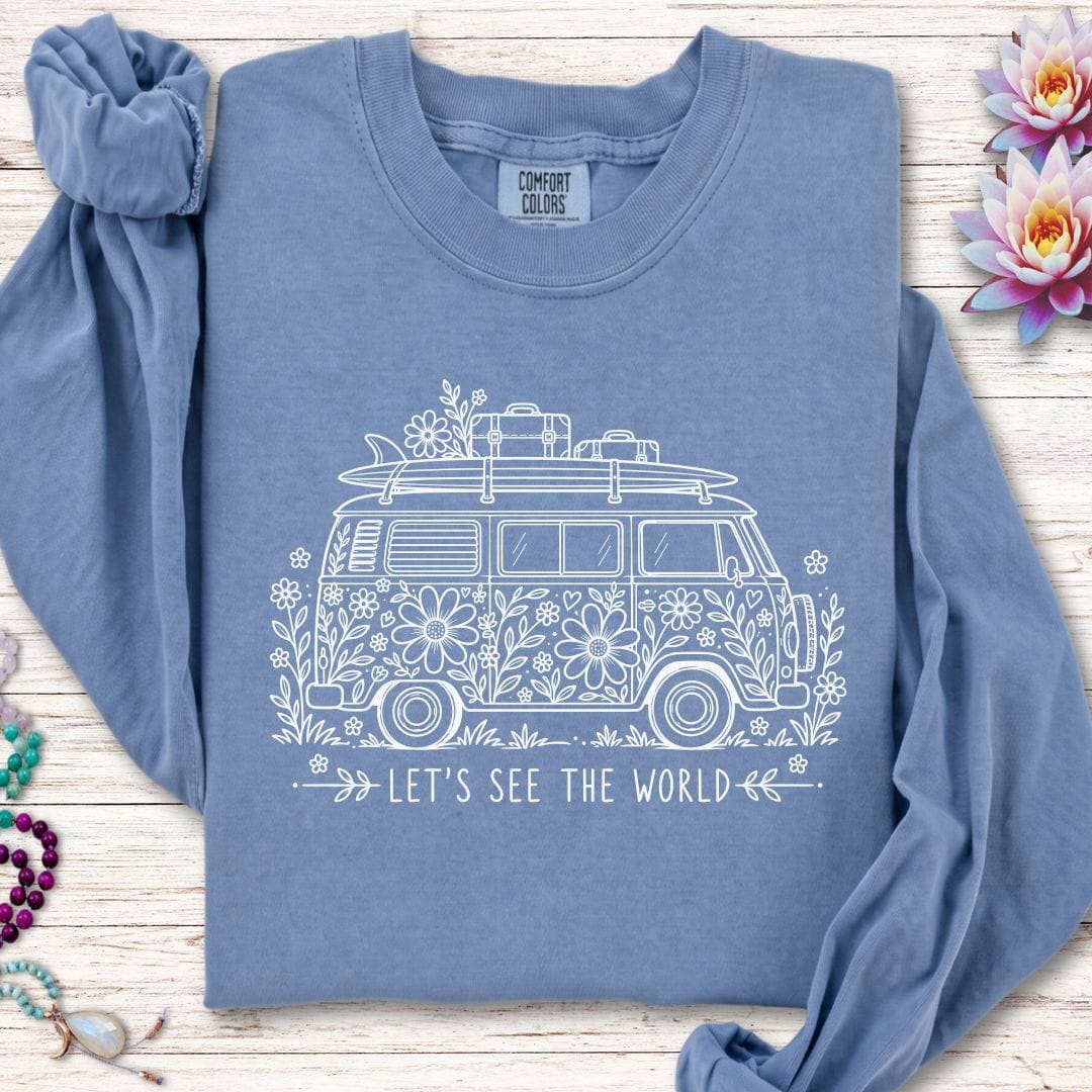 See The World Long Sleeve Tee Blue Jean