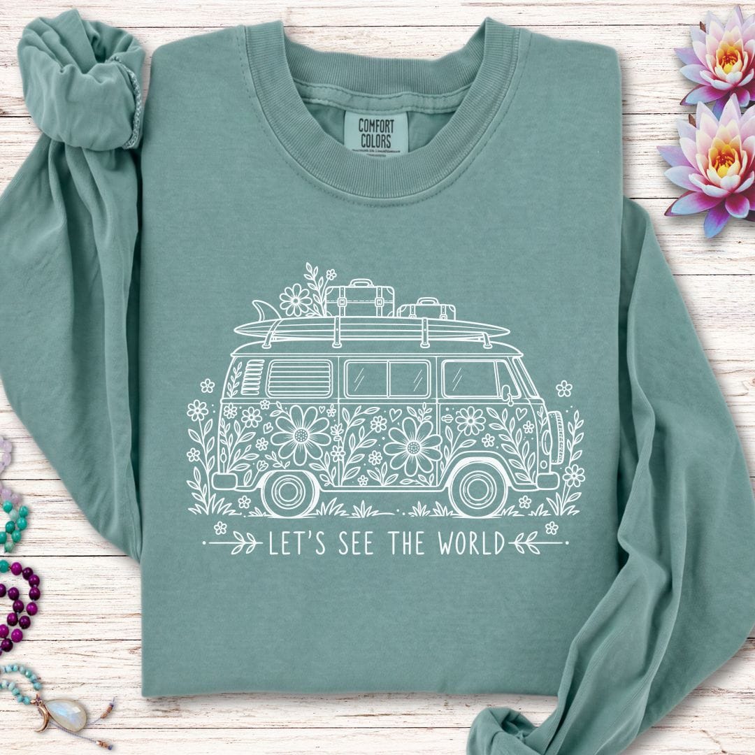 See The World Long Sleeve Tee Light Green