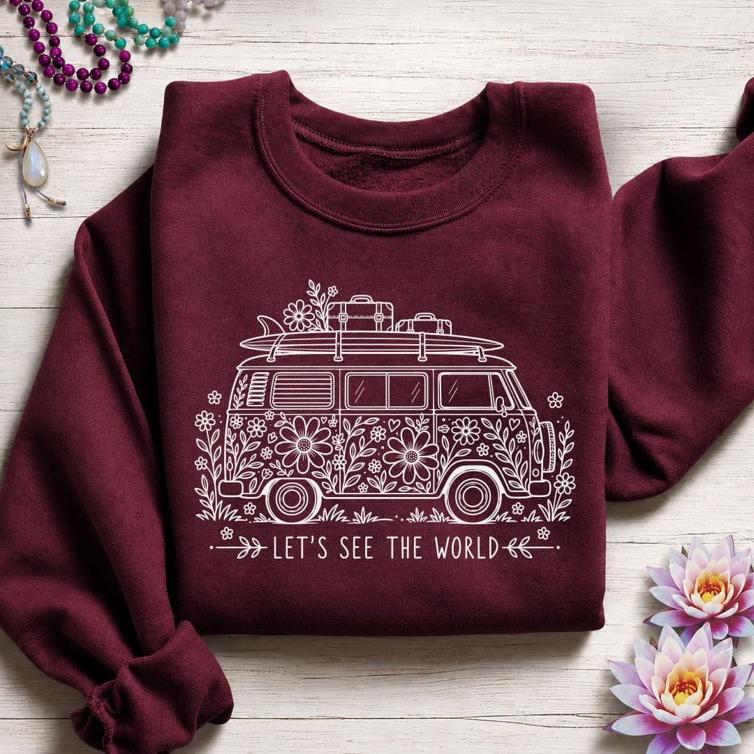 See The World Sweatshirt Maroon