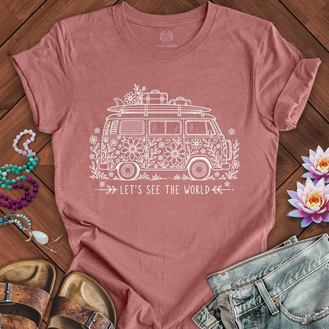 Printify T-Shirt See The World Tee Heather Mauve / S