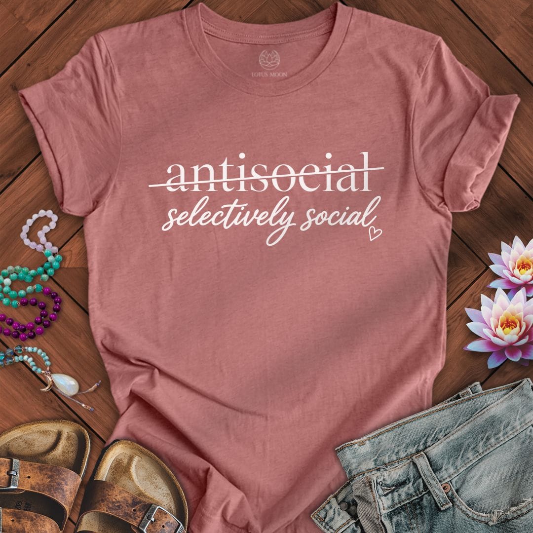 Printify T-Shirt Selectively Social Tee Heather Mauve / S