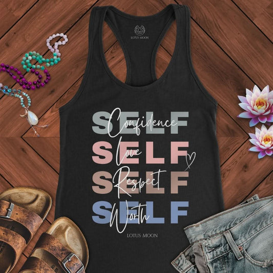 Self Confidence Tank Solid Black