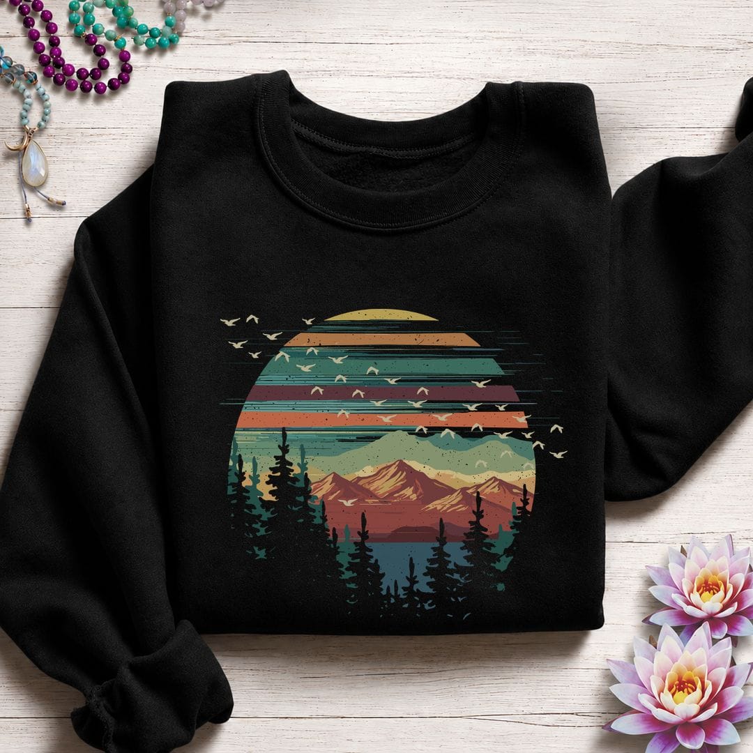 Serene Landscape Sweatshirt Black