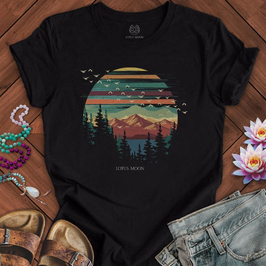 Serene Landscape Tee Black Heather