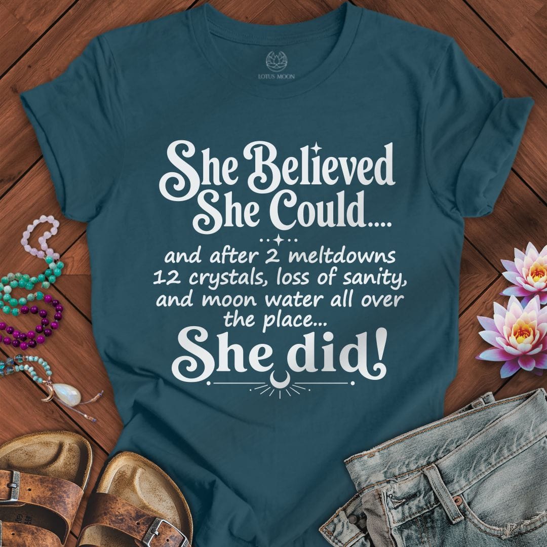 Printify T-Shirt She Believed Tee Deep Teal / S