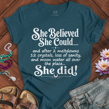 Printify T-Shirt She Believed Tee Deep Teal / S