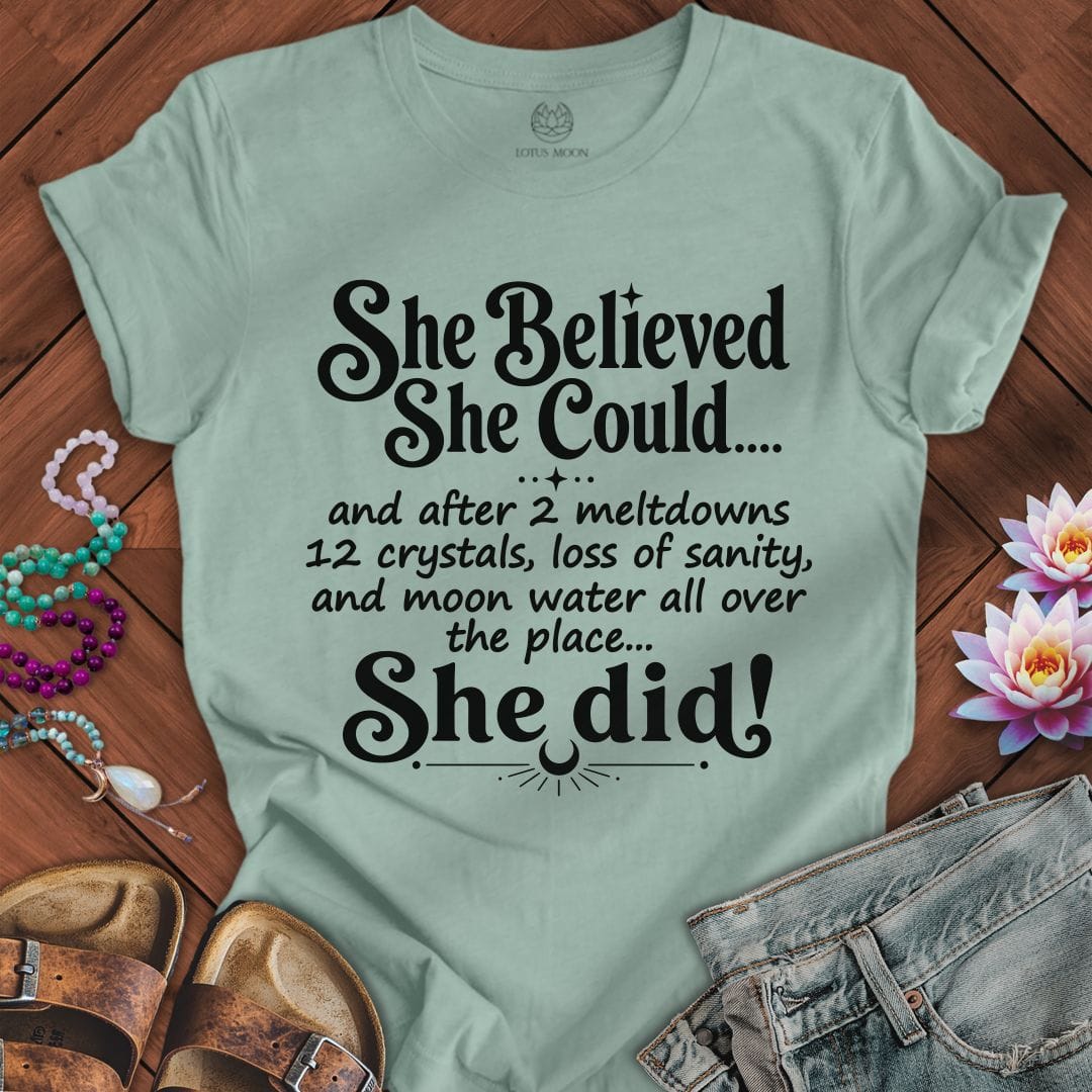 Printify T-Shirt She Believed Tee Dusty Blue / S