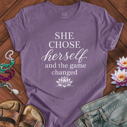 Printify T-Shirt She Chose Herself Tee Heather Purple / S