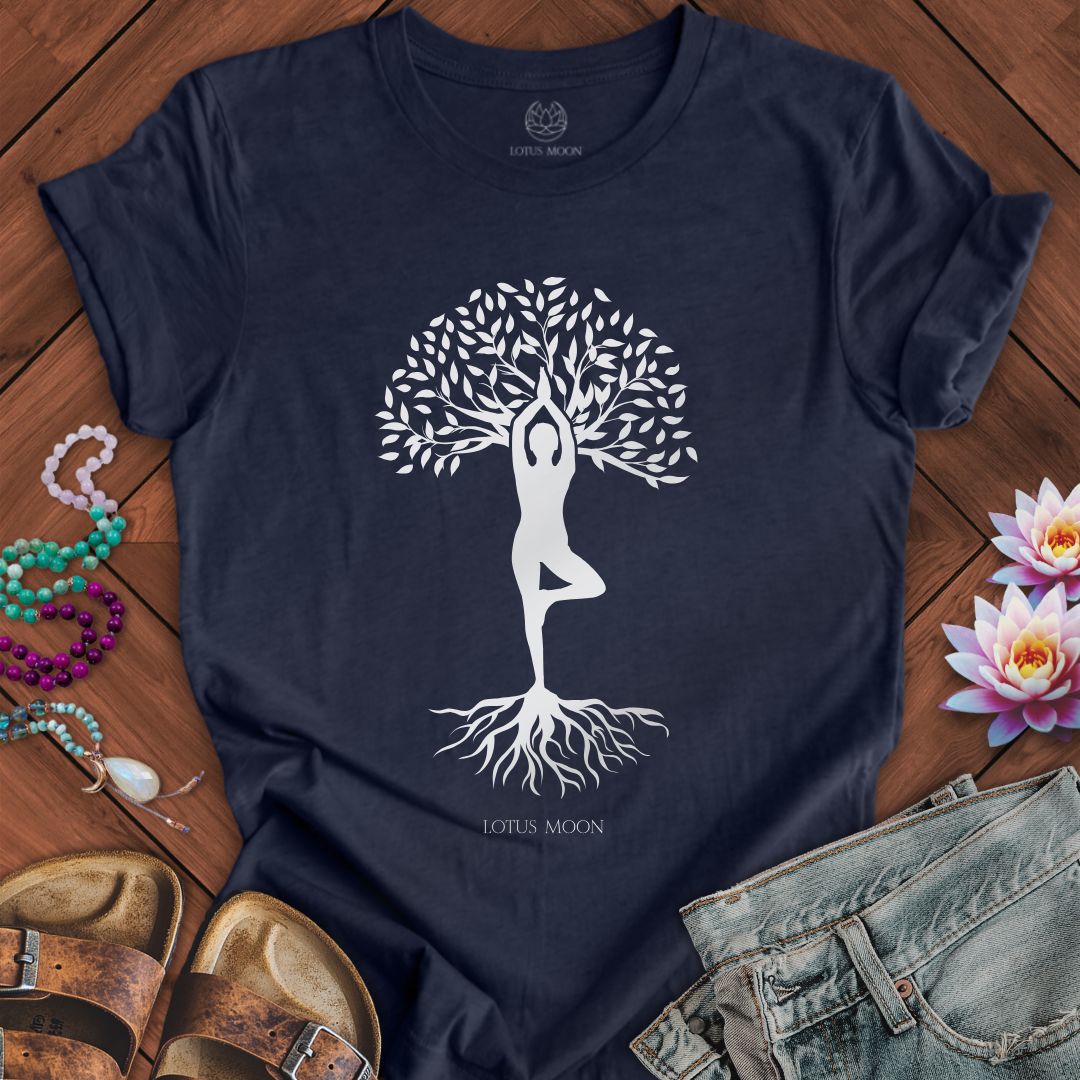 Silhouette Tree of Life Tee Heather Midnight Navy