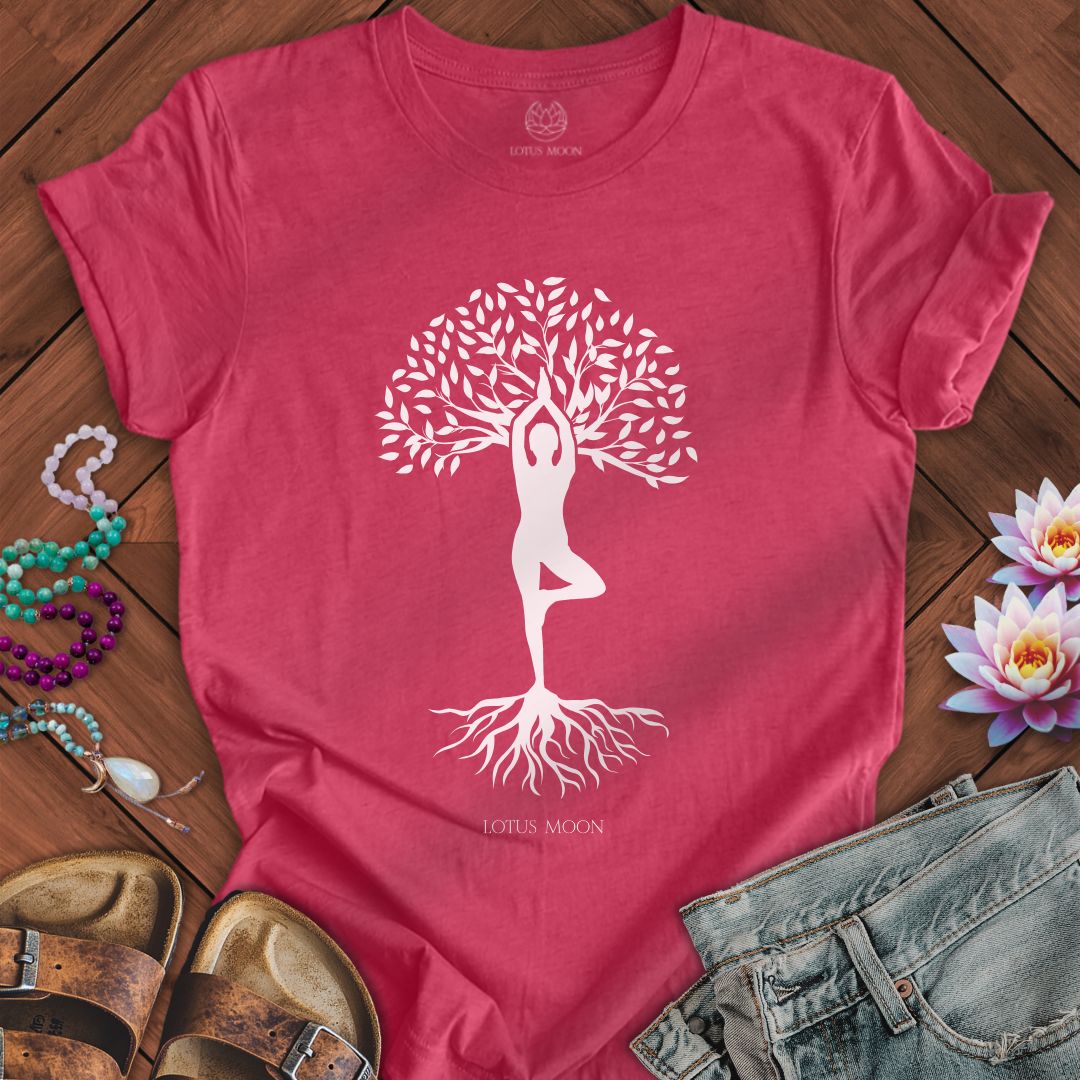 Silhouette Tree of Life Tee Heather Raspberry
