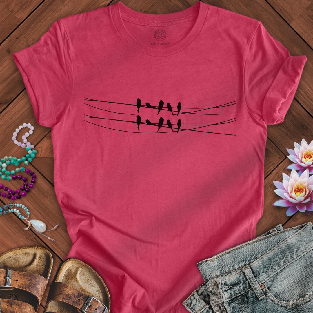 Simple Birds Tee Heather Raspberry