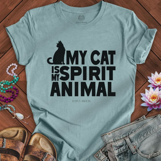Spirit Cat Tee Heather Blue Lagoon