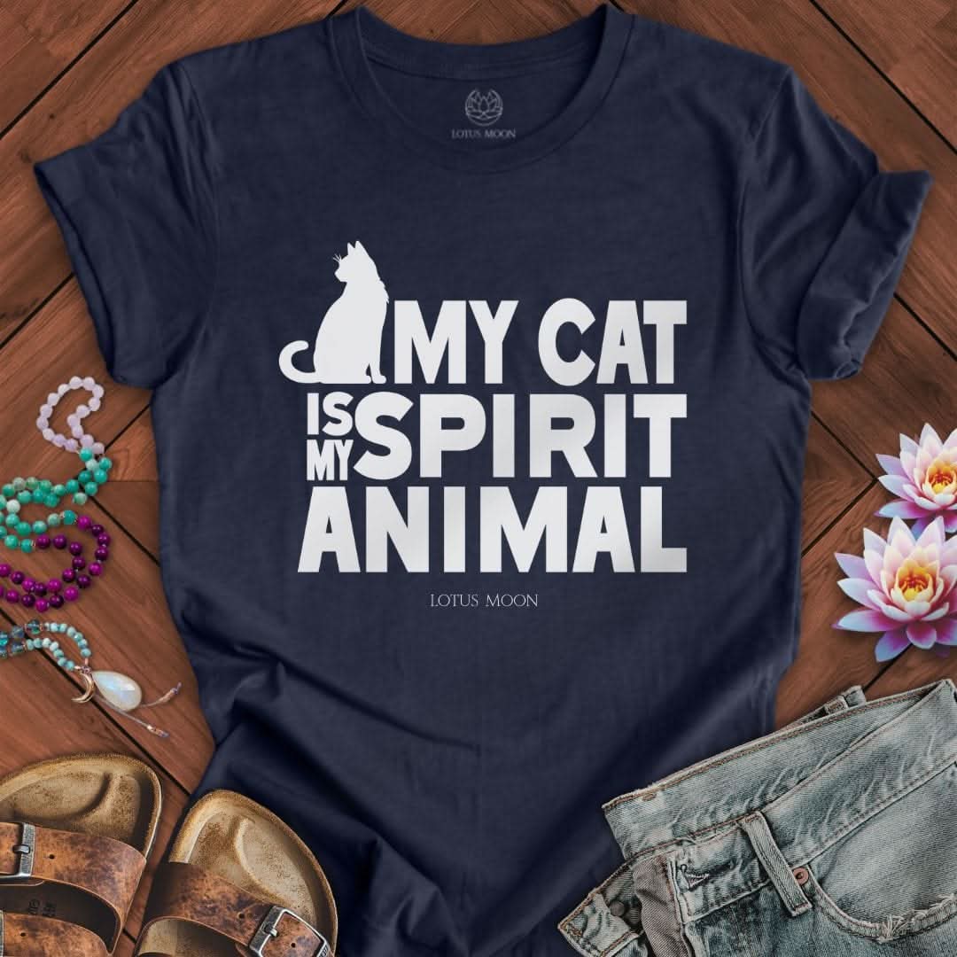 Spirit Cat Tee Heather Midnight Navy