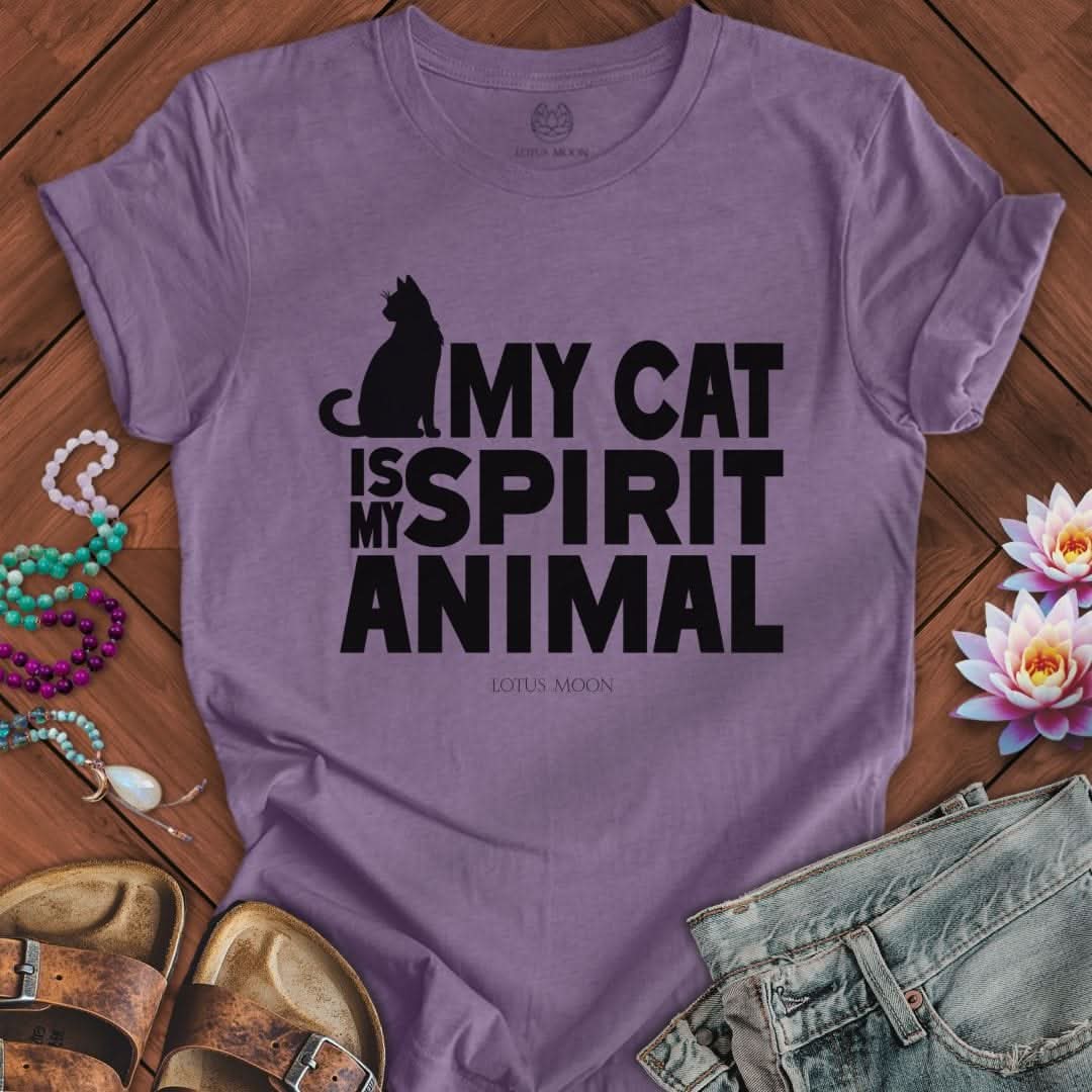 Spirit Cat Tee Heather Purple