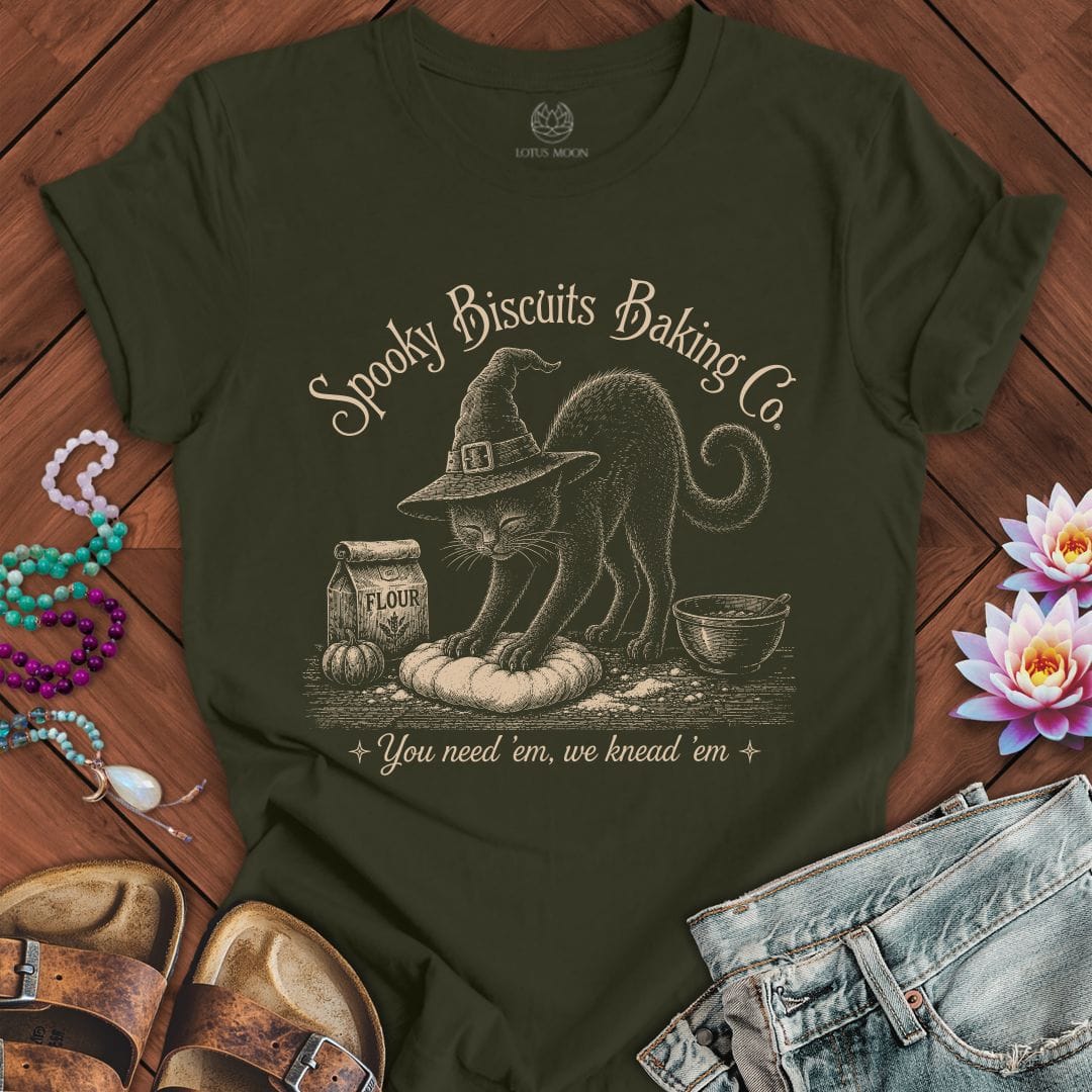 Printify T-Shirt Spooky Biscuits Tee Dark Olive / S