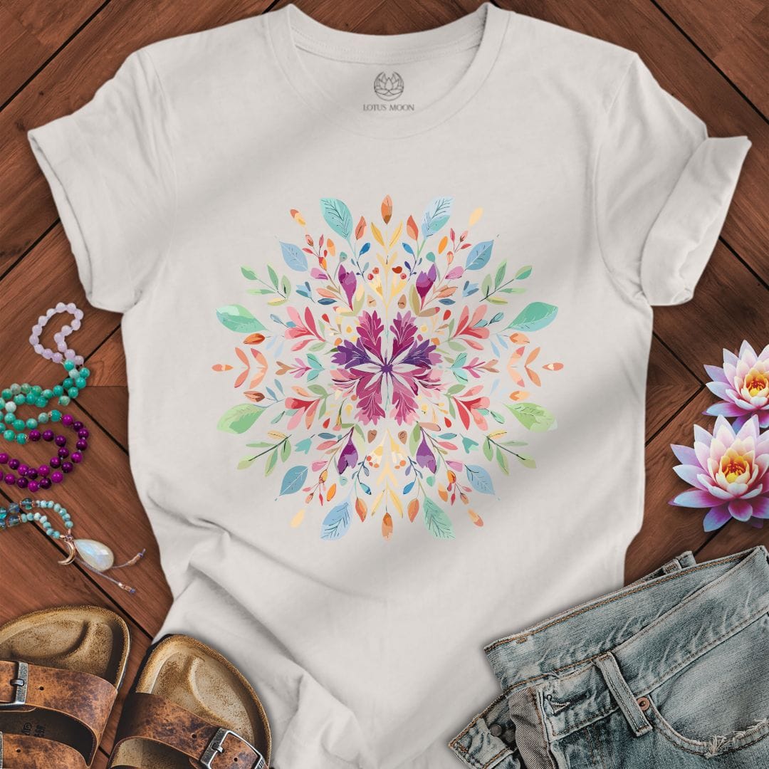 Spring Floral Mandala Tee Vintage White