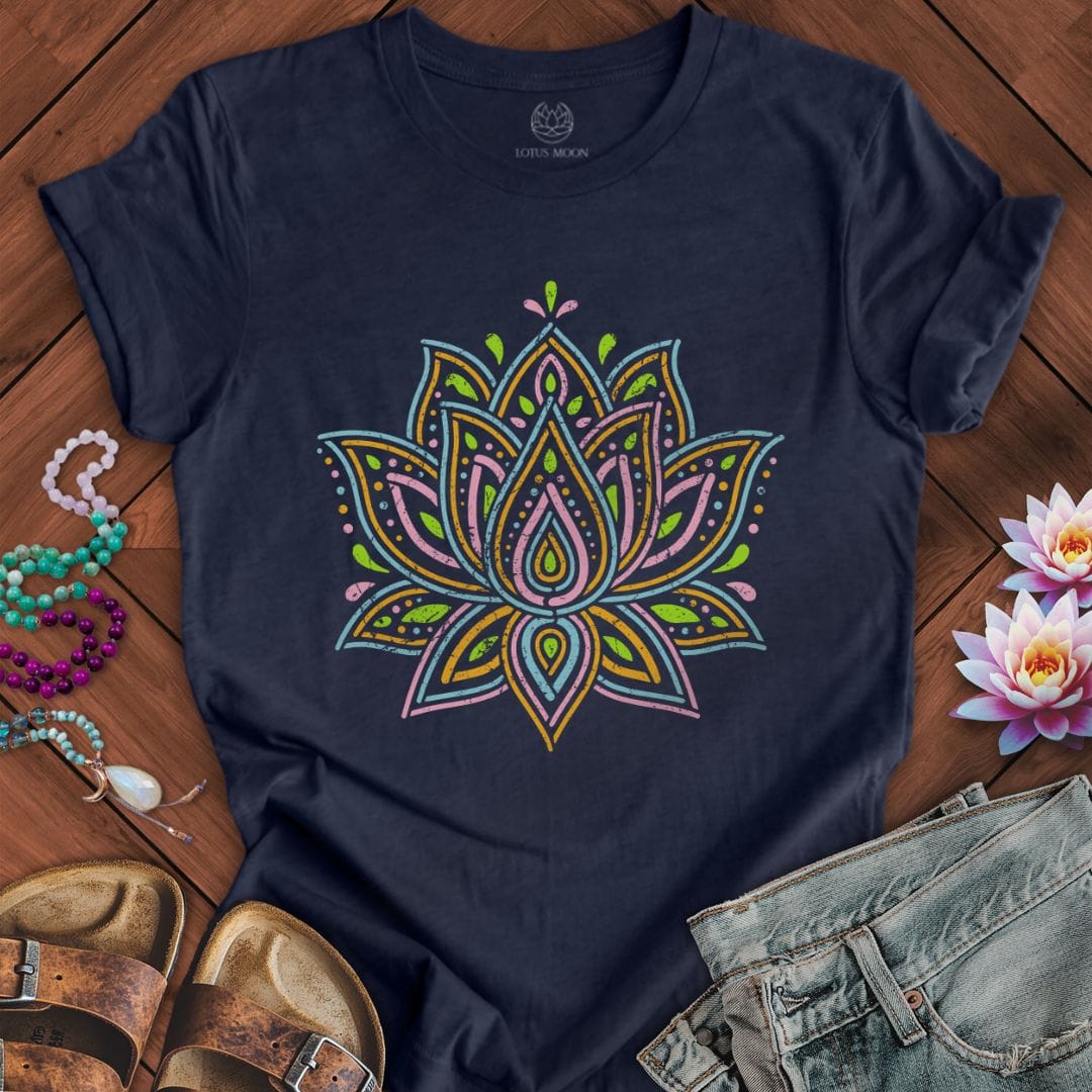 Spring Lotus Tee Heather Midnight Navy