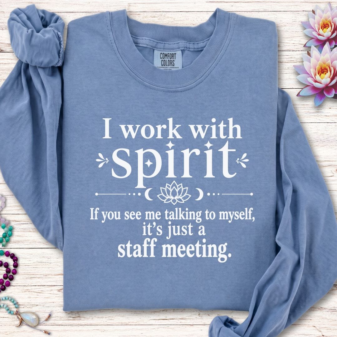 Printify Long-sleeve Staff Meeting Long Sleeve Tee Blue Jean / S