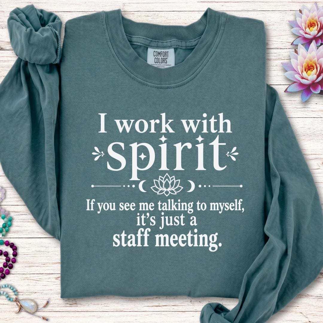 Printify Long-sleeve Staff Meeting Long Sleeve Tee Blue Spruce / S