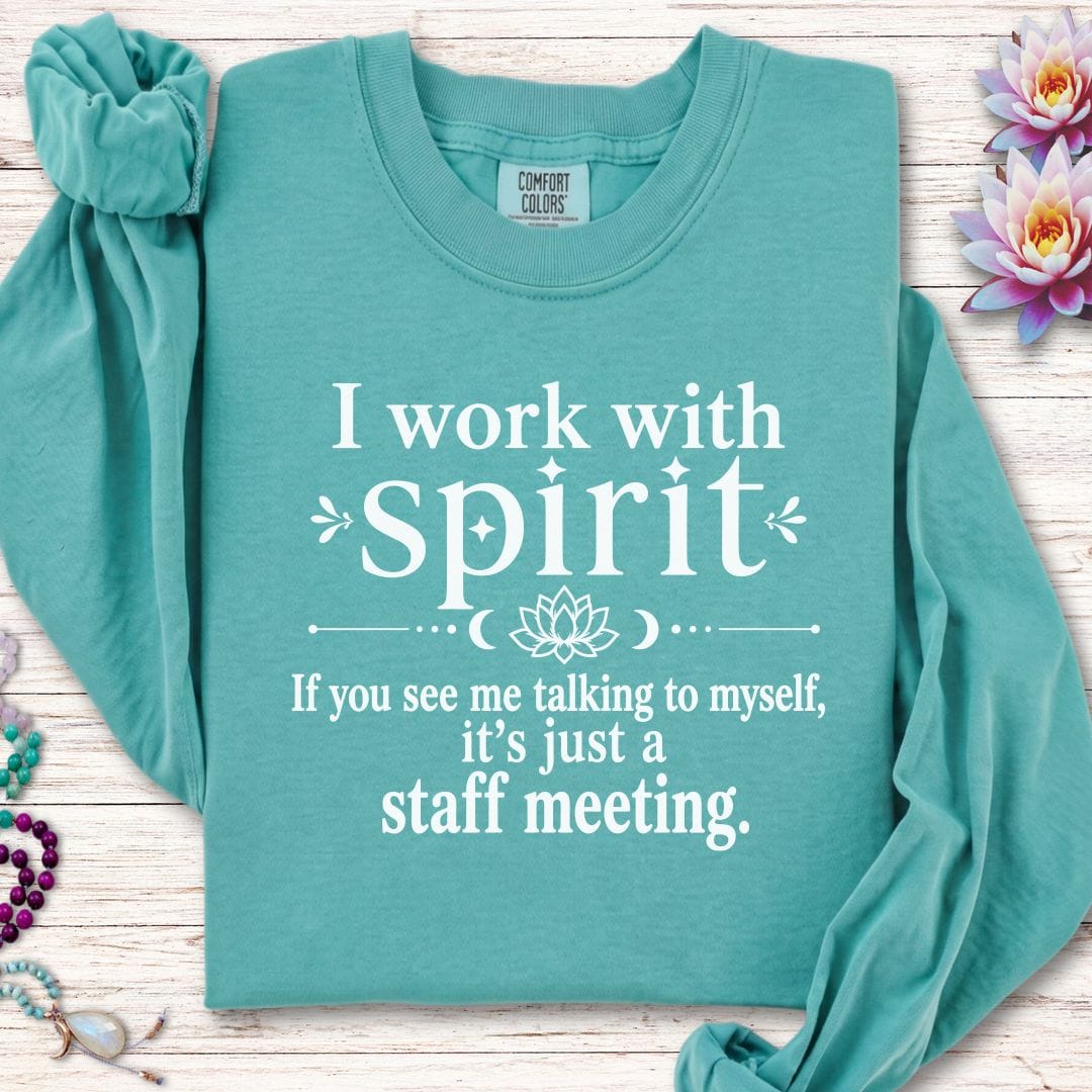 Printify Long-sleeve Staff Meeting Long Sleeve Tee Seafoam / S