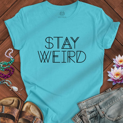 Stay Weird Text Tee Turquoise