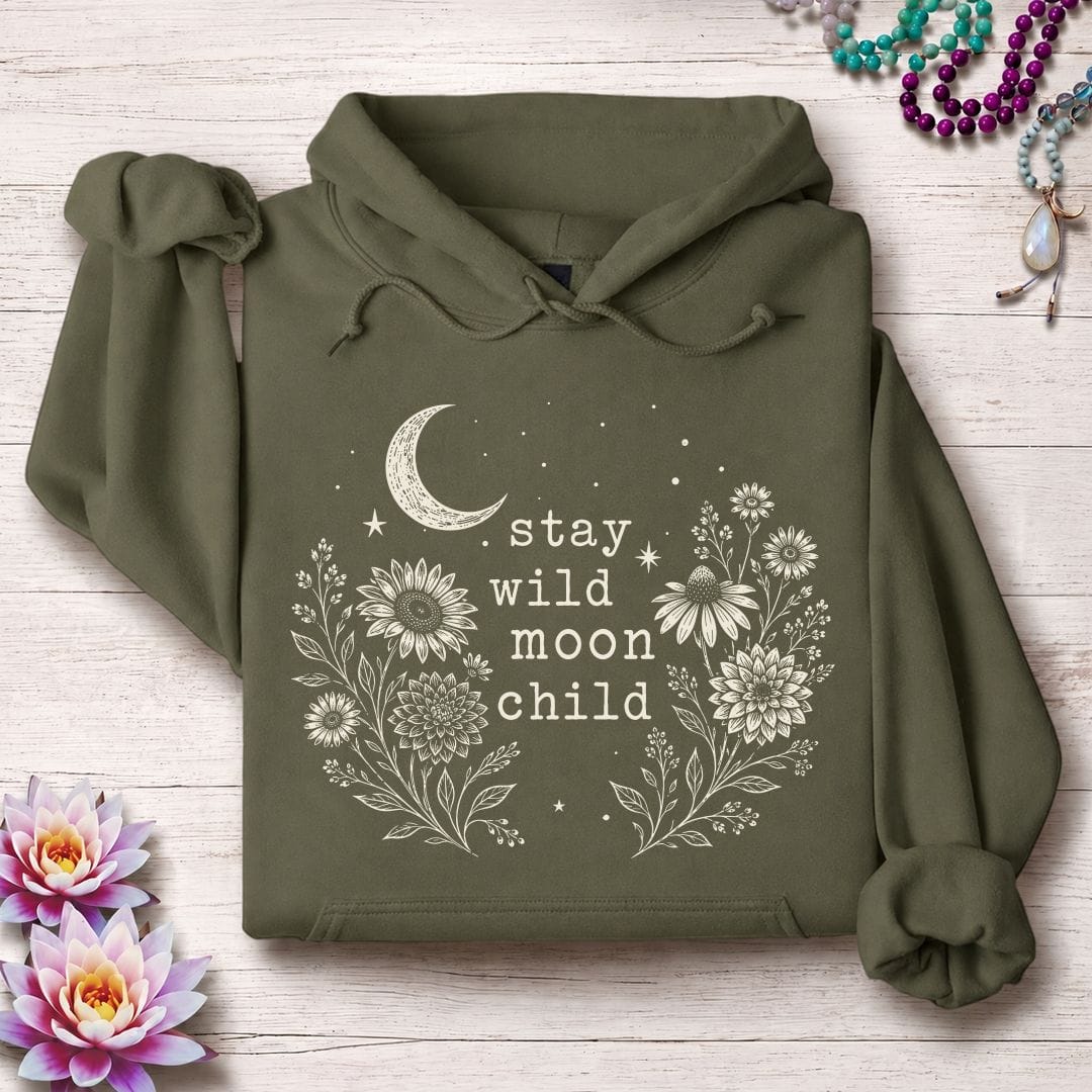 Printify Hoodie Stay Wild Autumn Hoodie Military Green / S