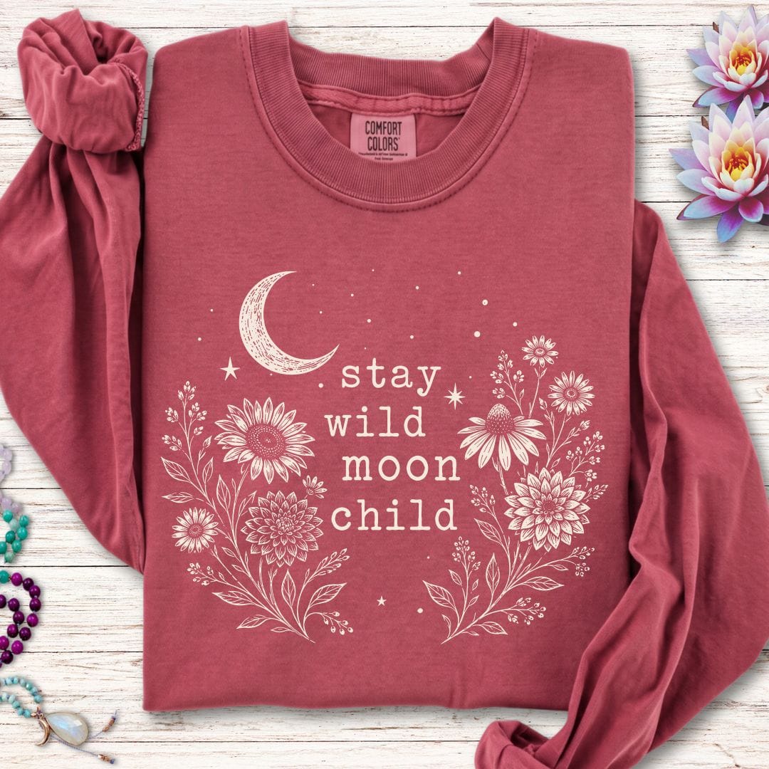 Stay Wild Autumn Long Sleeve Tee Crimson