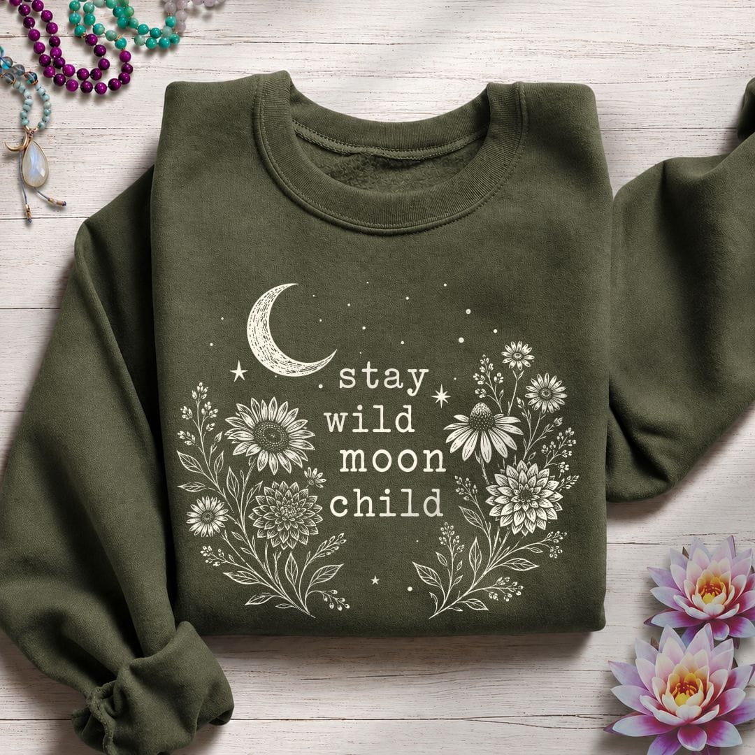 Stay Wild Autumn Sweatshirt Military Green