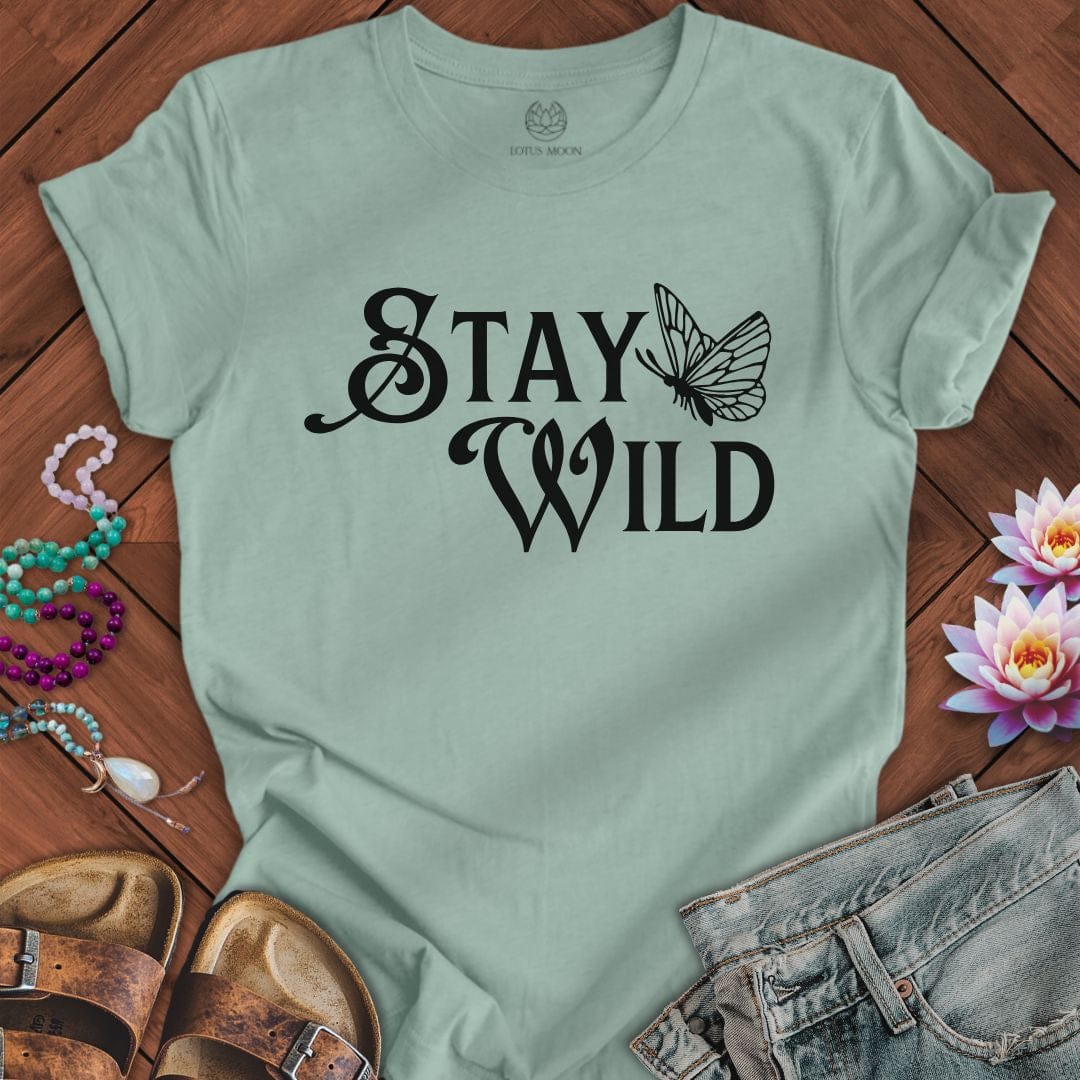 Stay Wild Butterfly Tee Dusty Blue