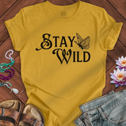 Stay Wild Butterfly Tee Heather Mustard
