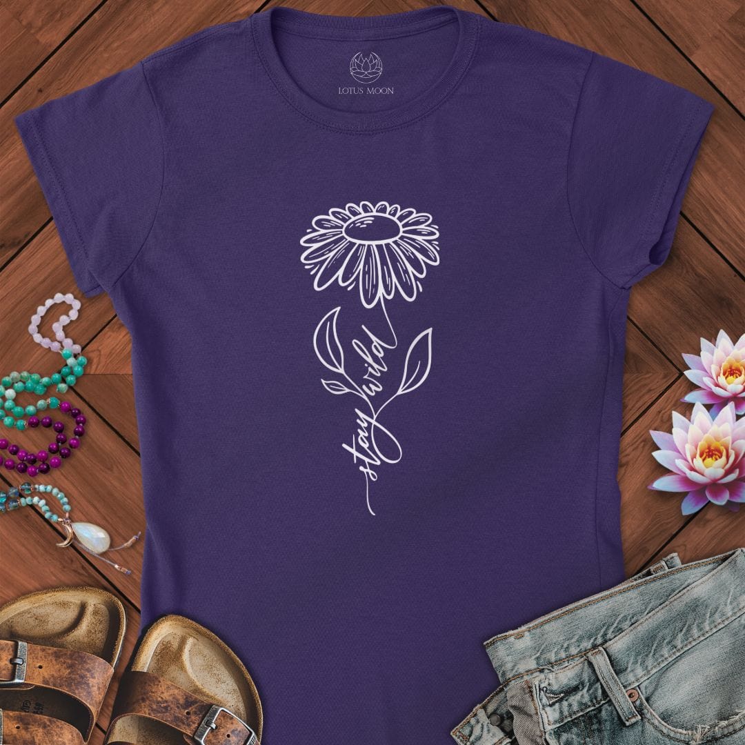 Stay Wild Flower Fitted Tee Purple