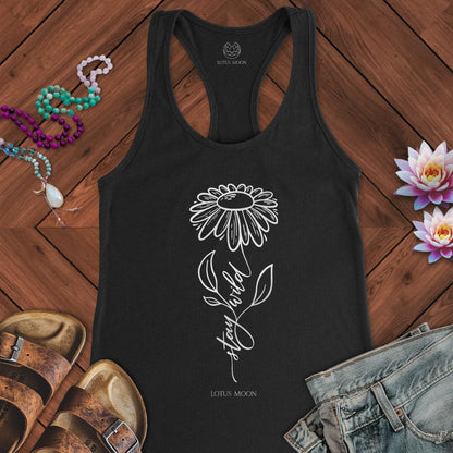 Stay Wild Flower Tank Solid Black
