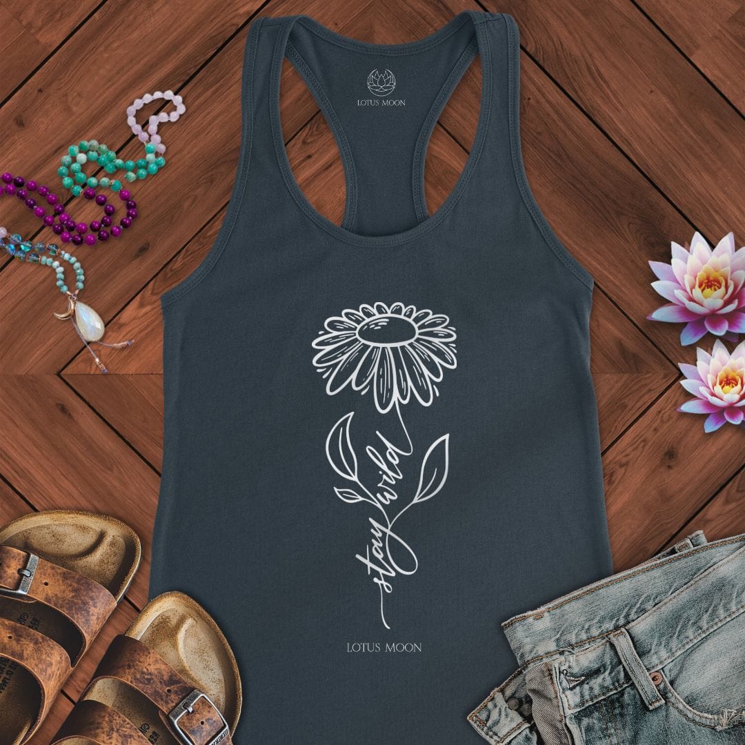 Stay Wild Flower Tank Solid Indigo