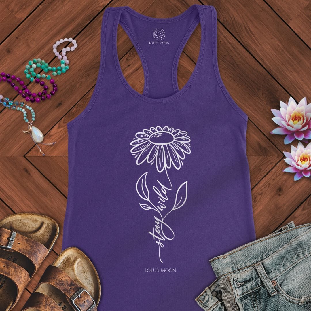 Stay Wild Flower Tank Solid Purple Rush