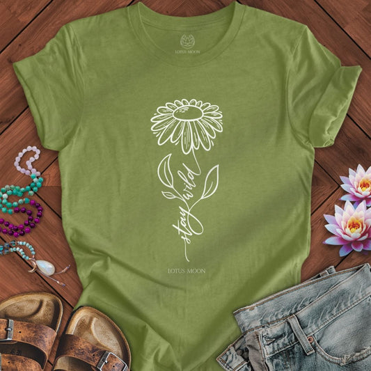 Stay Wild Flower Tee Heather Green