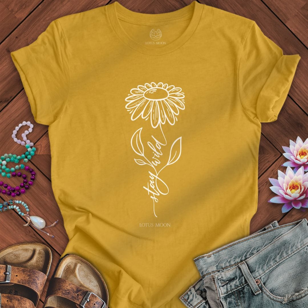 Stay Wild Flower Tee Heather Mustard