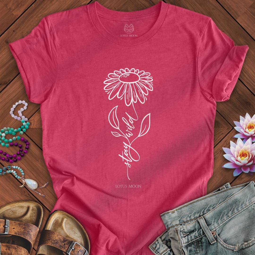 Stay Wild Flower Tee Heather Raspberry
