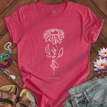 Stay Wild Flower Tee Heather Raspberry