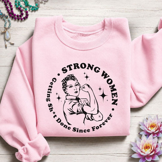 Strong Women Sweatshirt Light Pink