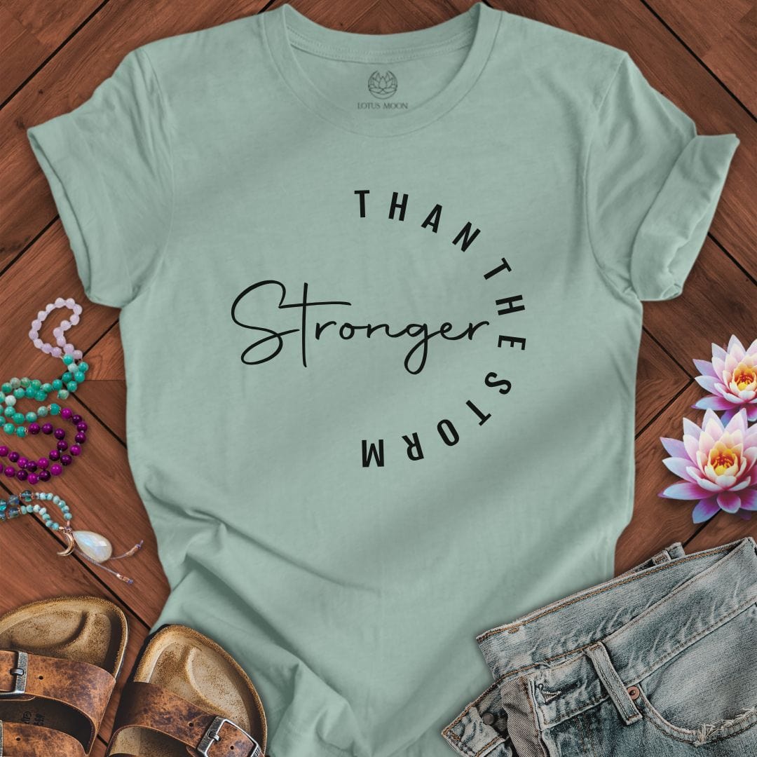 Stronger Than The Storm Tee Dusty Blue