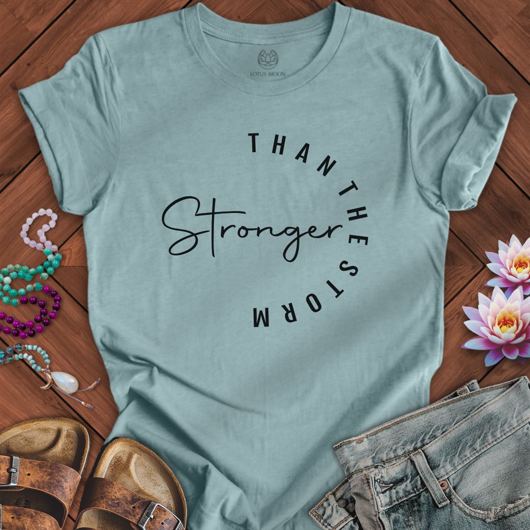 Stronger Than The Storm Tee Heather Blue Lagoon
